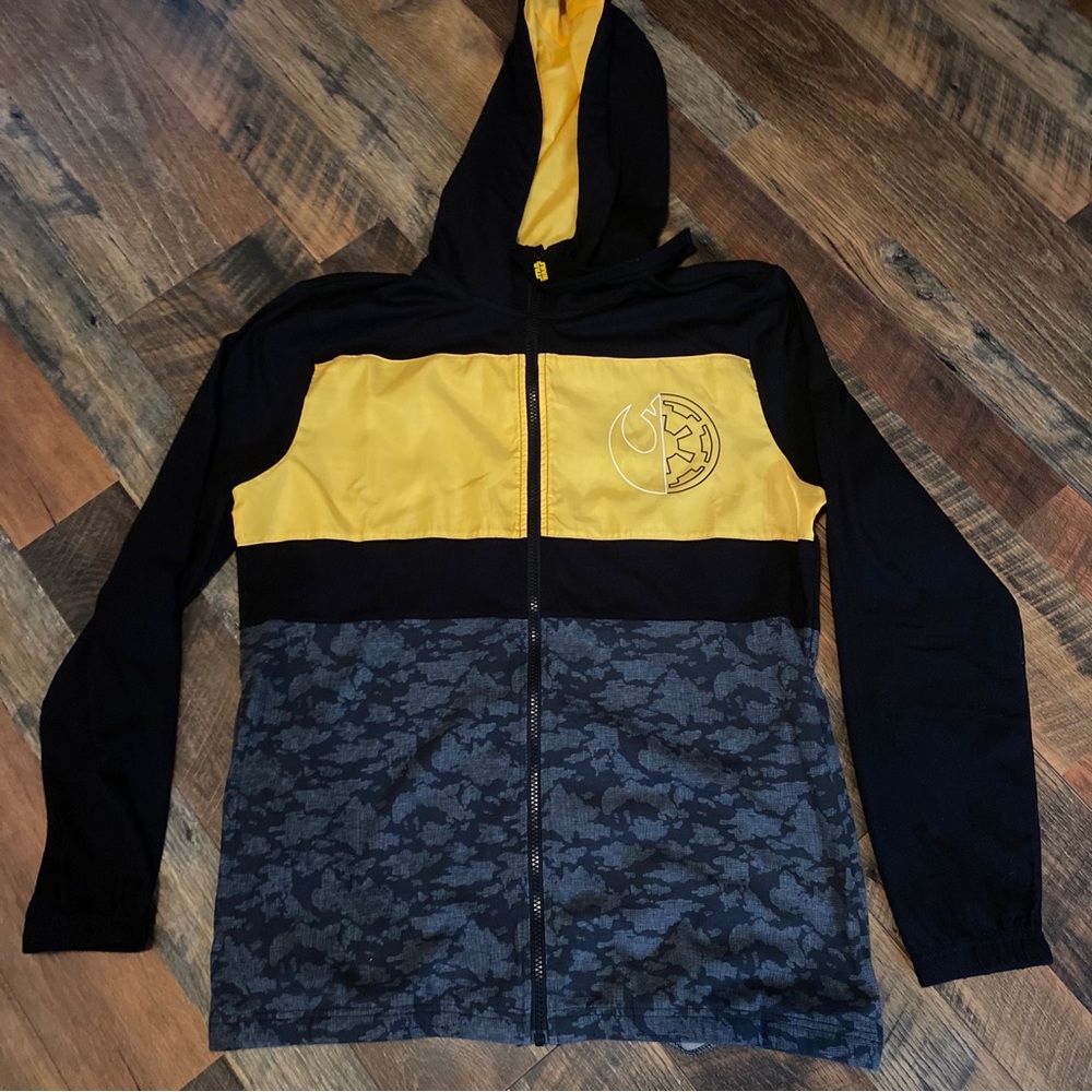 DISNEY WORLD (Park) STAR WARS REBEL BLACK & GOLD CAMO ZIP UP HOODIE MENS S